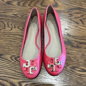 Pink Tory Burch Logo Flats 7 1/2